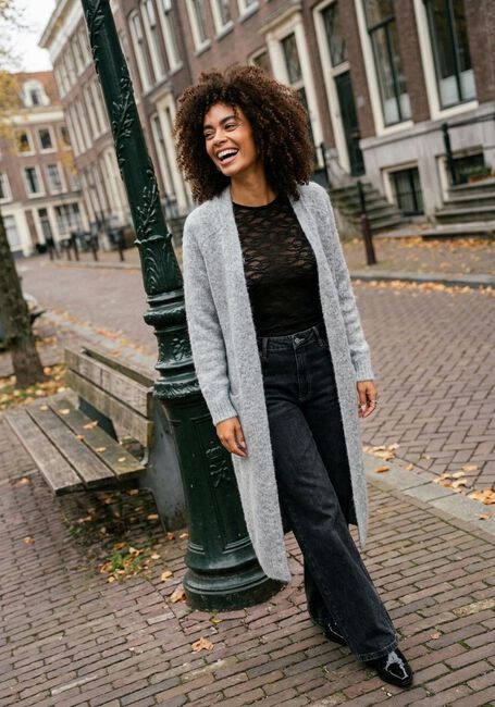 Lichtgrijze OBJECT Trui OBJMILU LS LO LONG KNIT CARDIGAN - large