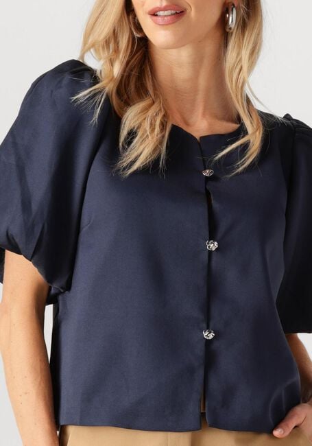 Donkerblauwe NEO NOIR  AISA DULL SATIN BLOUSE - large