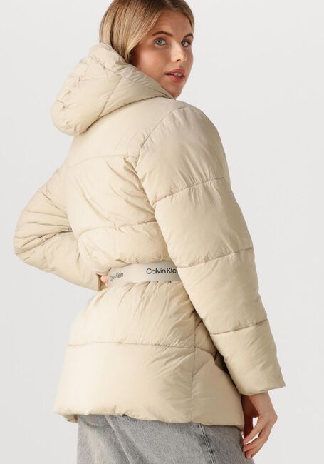 Beige CALVIN KLEIN Gewatteerde jas BELTED MIDWEIGHT PUFFER - large
