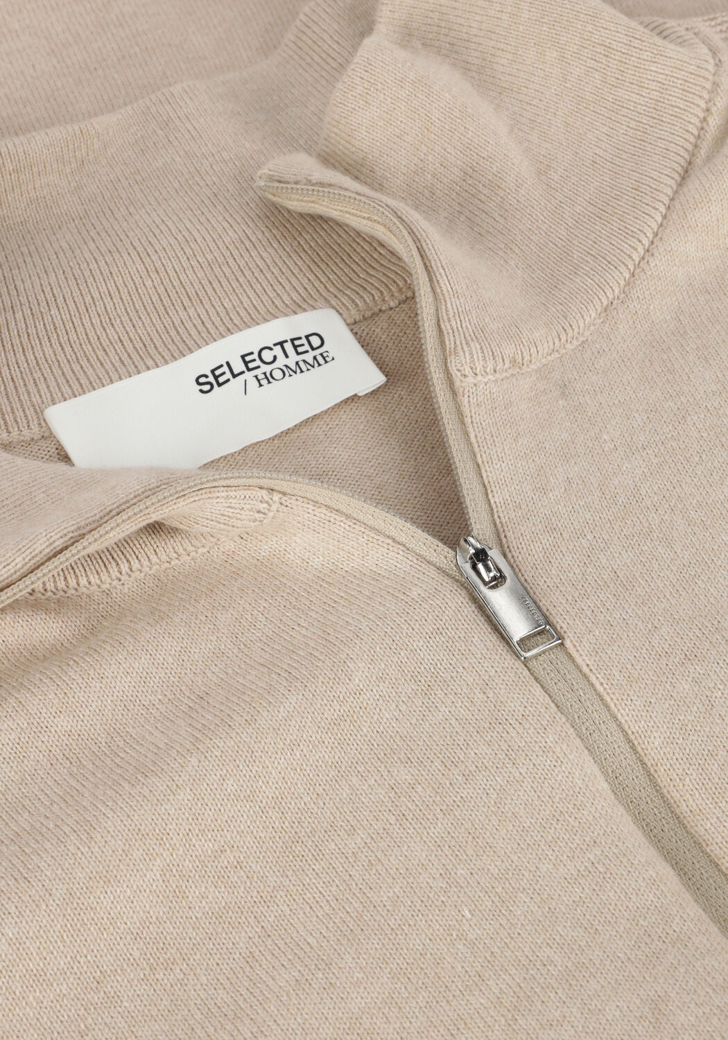 SELECTED MEN Pull SLHBERG HALF ZIP CARDIGAN NOOS en beige - large