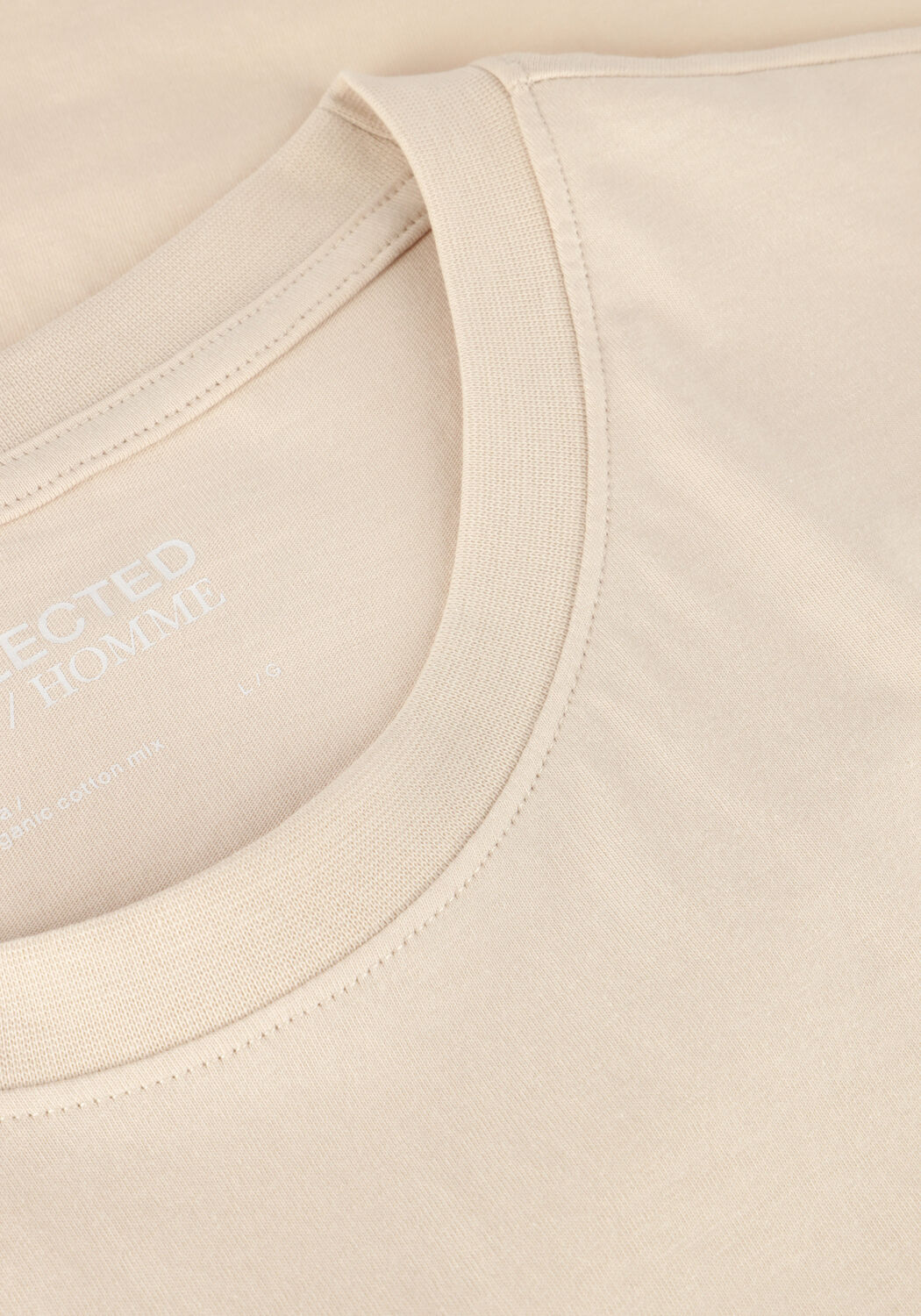 SELECTED MEN T-shirt SLHASPEN SS O-NECK TEE NOOS en beige - large