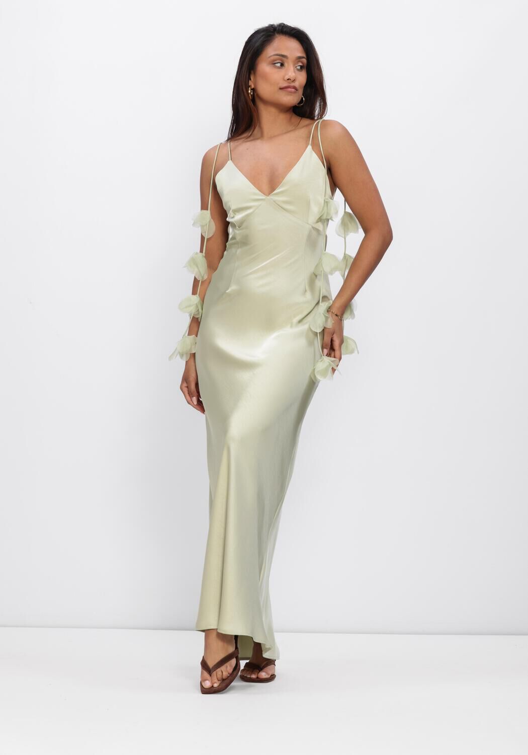 Mint NEO NOIR Maxi jurk COLLY HEAVY SATEEN DRESS - large