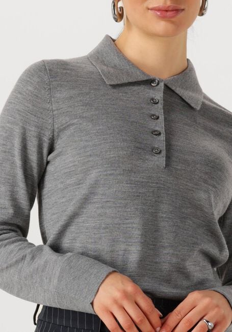 Grijze SELECTED FEMME Tops & T-shirts SLFTHEA LS KNIT MERINO COLLAR NECK - large