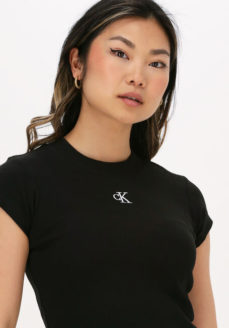 Zwarte CALVIN KLEIN T-shirt CK RIB CROPPED SLIM TEE - large