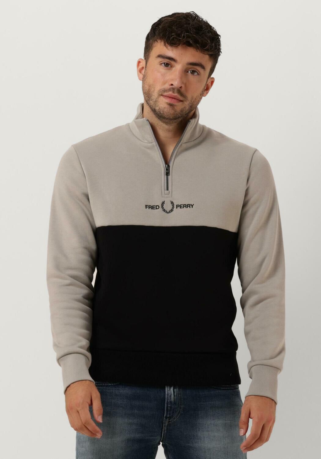 Fred perry embroidered half zip jacket store