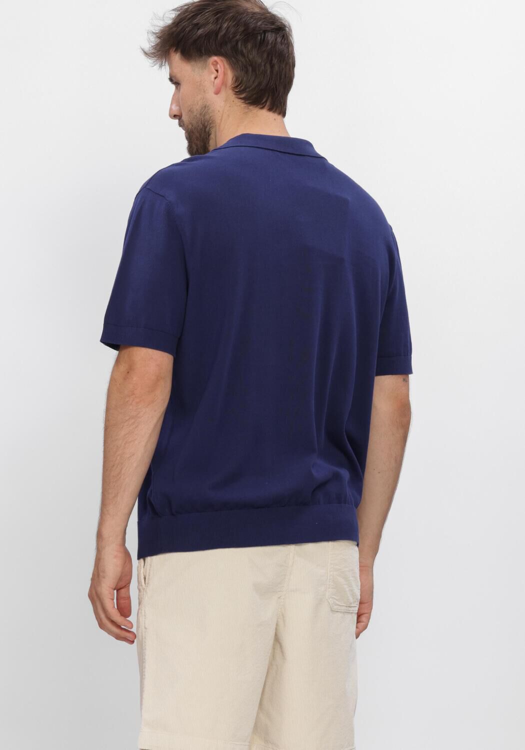 SELECTED MEN Polo SLHTORINO SS KNIT RELAXED OPEN  POLO en bleu - large