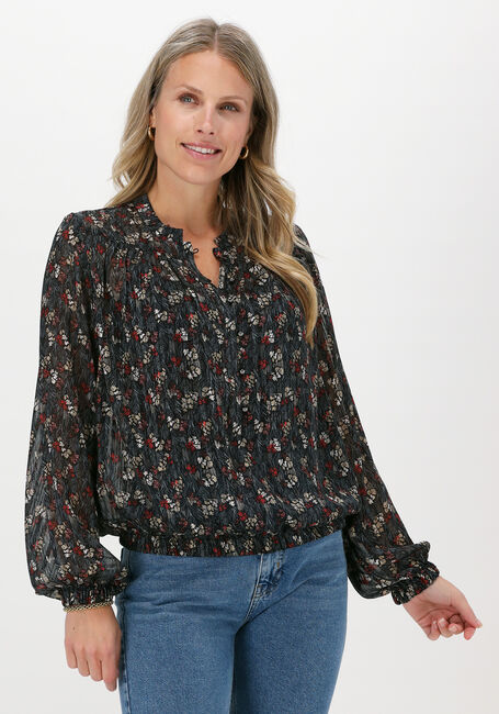 Zwarte SUMMUM  BLOUSE SMALL FLOWER LUREX - large