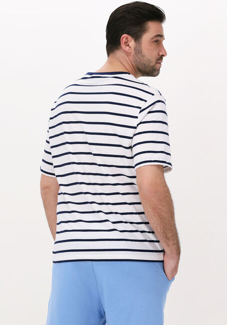 SCOTCH & SODA T-shirt STRIPED JERSEY CREWNECK T-SHIRT WITH BADGE IN ORGANIC COTTON Bleu/blanc rayé - large