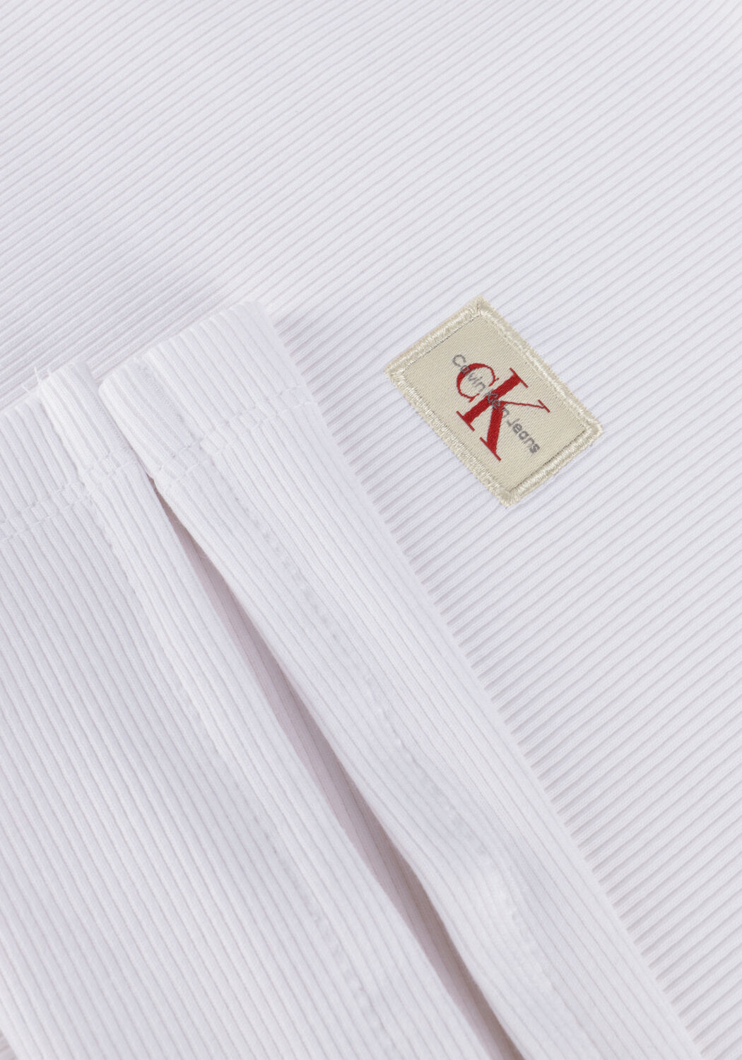 Witte CALVIN KLEIN Tops & T-shirts WOVEN LABEL RIB LS TOP - large