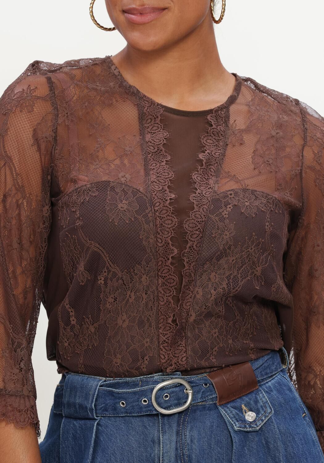 Bruine EST'SEVEN Top LACE LACY - large