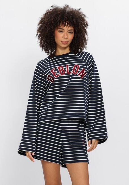 Donkerblauwe DEBLON SPORTS Sweater DANA STRIPED SWEATER - large