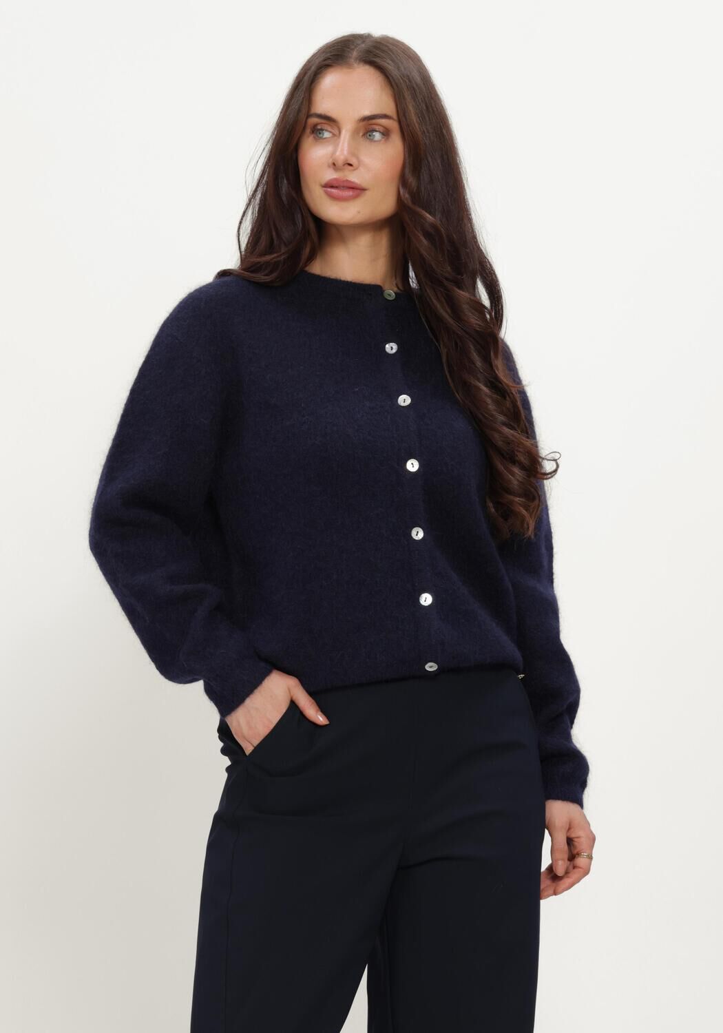 Donkerblauwe STUDIO ANNELOES Trui Bibi cardigan - large