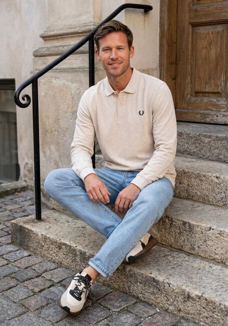 FRED PERRY Polo LONG SLEEVE PLAIN FRED PERRY SHIRT en beige - large