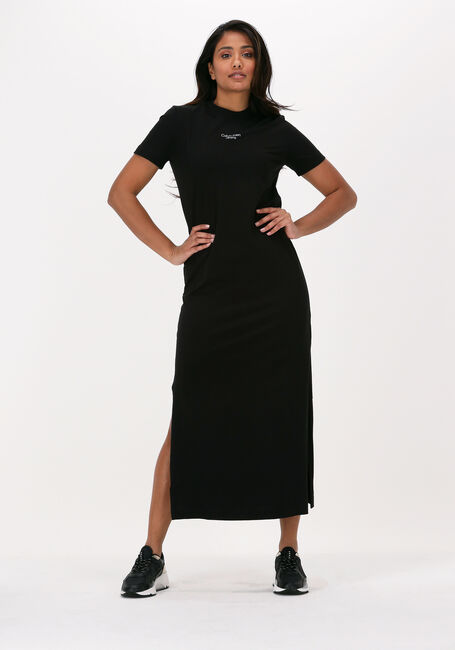 Zwarte CALVIN KLEIN Midi jurk STACKED LOGO T-SHIRT DRESS - large