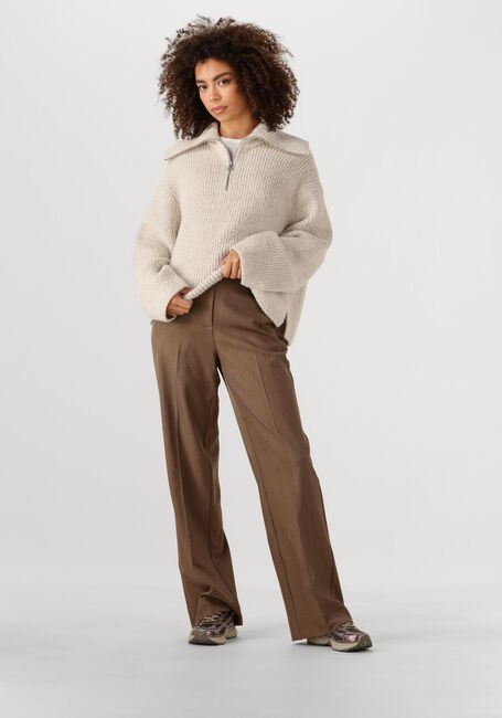 SECOND FEMALE Col roulé GERDA KNIT ZIP COLLAR en beige - large