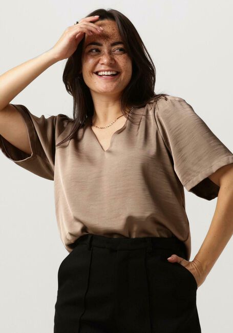 NEO NOIR Blouse LARGO HEAVY SATEEN BLOUSE en taupe - large