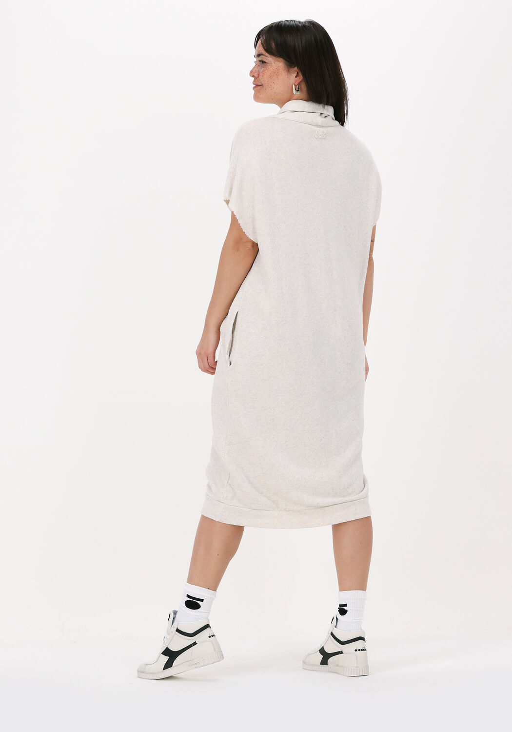 Witte 10DAYS Midi jurk SHAWL COLLAR SWEAT DRESS Omoda