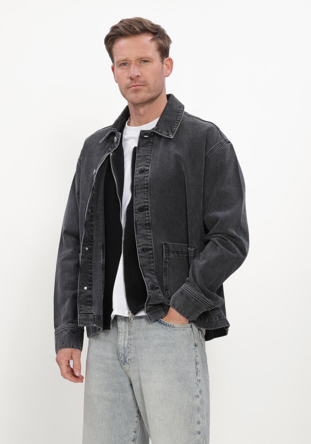 RESTER&Ouml;DS Veste en jean RTKIAN BOILED WOOL VEST Anthracite - large