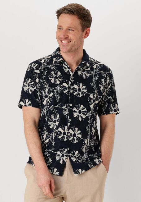Donkerblauwe ANERKJENDT Casual overhemd AKLEO FROTTE AOP SHIRT - large
