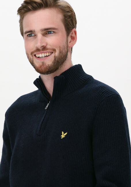 LYLE & SCOTT Pull RIBBED 1/4 ZIP JUMPER Bleu foncé - large