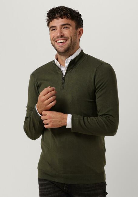 PUREWHITE Pull ESSENTIAL KNIT HALF ZIP LS Vert foncé - large