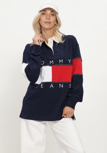 Donkerblauwe TOMMY JEANS Sweater TJW OVS FLAG RUGBY EXT - large