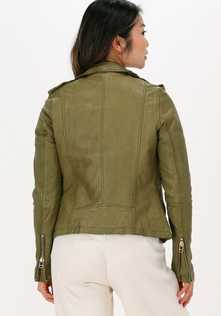 GOOSECRAFT Veste en cuir BIKER513 en vert - large