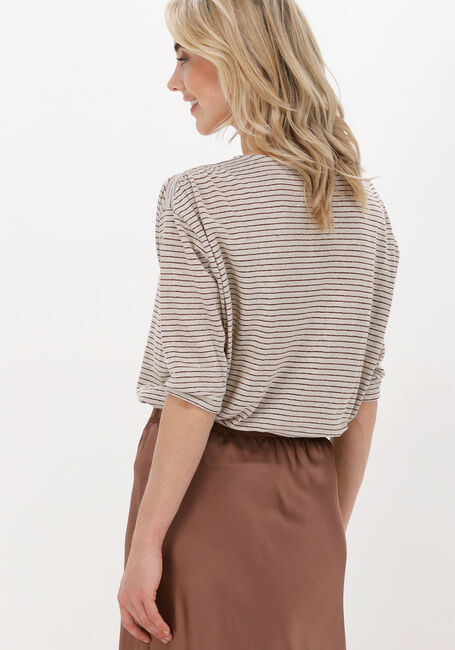 SUMMUM Haut TOP COTTON LINEN METALLIC STRI en beige - large
