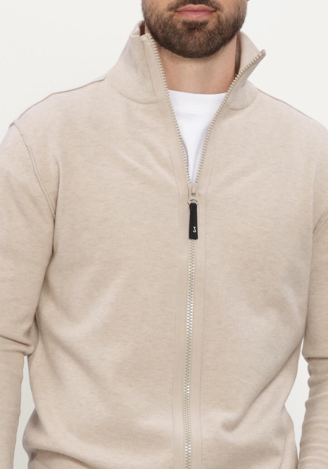 BUTCHER OF BLUE Col roul&eacute; CLIFDEN FULL ZIP en beige - large