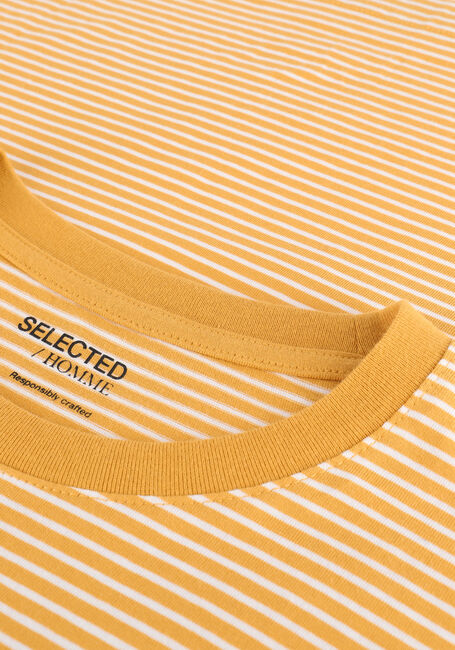 SELECTED HOMME T-shirt SLHNORMAN180 STRIPE SS O-NECK  en jaune - large