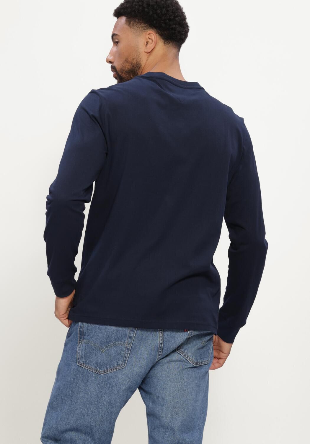 Donkerblauwe TOMMY JEANS T-shirt TJM SLIM SIGNATURE CHEST TEE LS - large