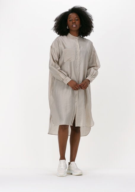 Beige SUMMUM Midi jurk SHIRT DRESS PINSTRIPE - large