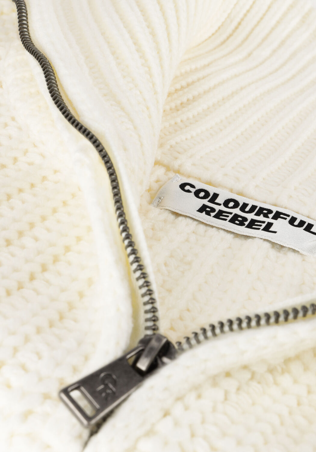 Witte COLOURFUL REBEL Trui YFKE KNITWEAR ZIP PULLOVER - large