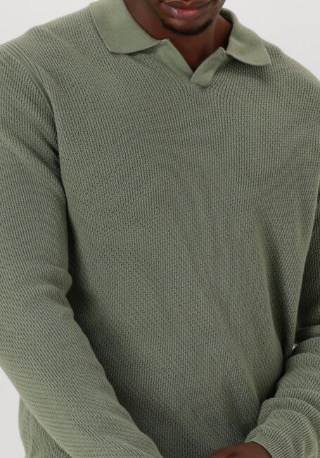 Olijf DSTREZZED Trui KOSTAS LONGSLEEVE POLO - large