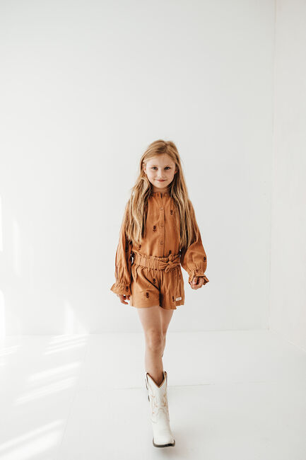 BAJE STUDIO WOVEN ALL-OVER EMBRO BLOUSE Blouses en camel - large