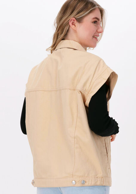 Beige NA-KD Gilet OVERSIZED DENIM VEST - large
