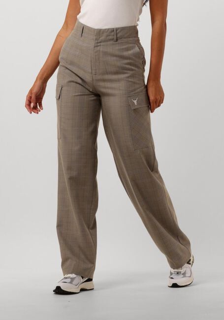 ALIX THE LABEL Pantalon cargo LADIES WOVEN CHECK CARGO PANTS en camel - large
