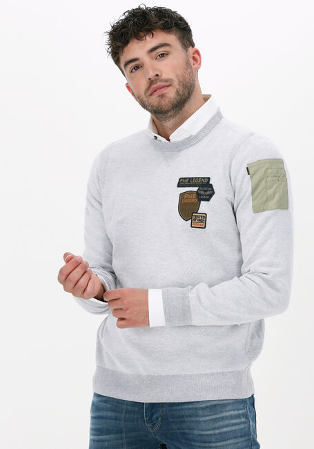 PME LEGEND Pull R-NECK COTTON PLATED Blanc - large