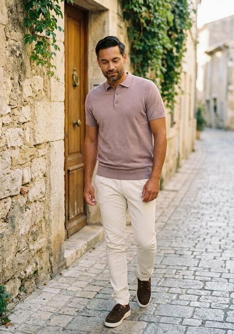 PROFUOMO Polo POLO SS LUXURY BASIC en rose - large