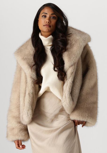 Beige NEO NOIR Faux fur jas STEPHANIE FAUX FUR JACKET - large