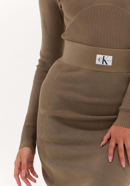 Khaki CALVIN KLEIN Minirok BADGE KNITTED SKIRT - large