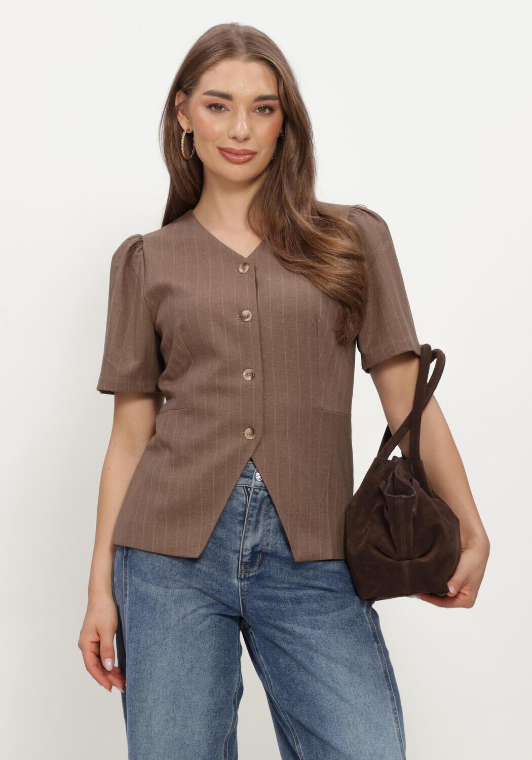 NEO NOIR JULES PINSTRIPE BLOUSE Blouses en marron - large