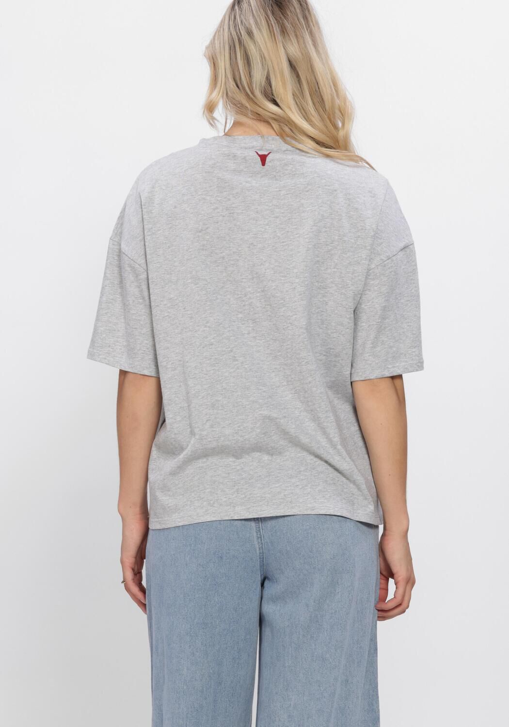 ALIX THE LABEL T-shirt LADIES KNITTED FADED EAGEL T-SHIRT Gris clair - large