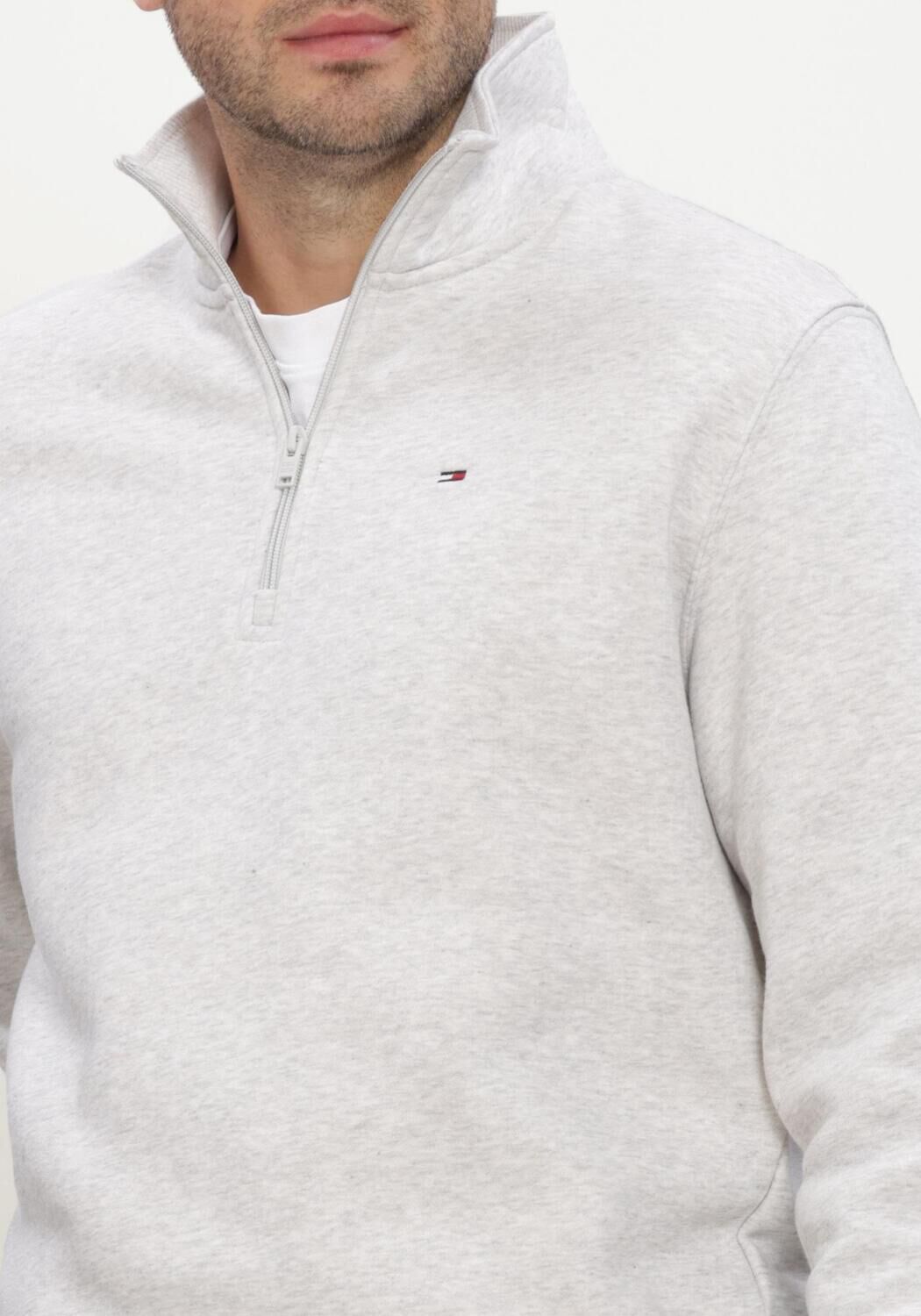 Lichtgrijze TOMMY JEANS Sweater TJM REG FLEECE 1/4ZIP MOCK NECK - large