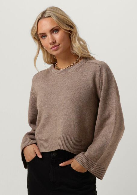 CO'COUTURE Pull MAJA CROP O KNIT en beige - large