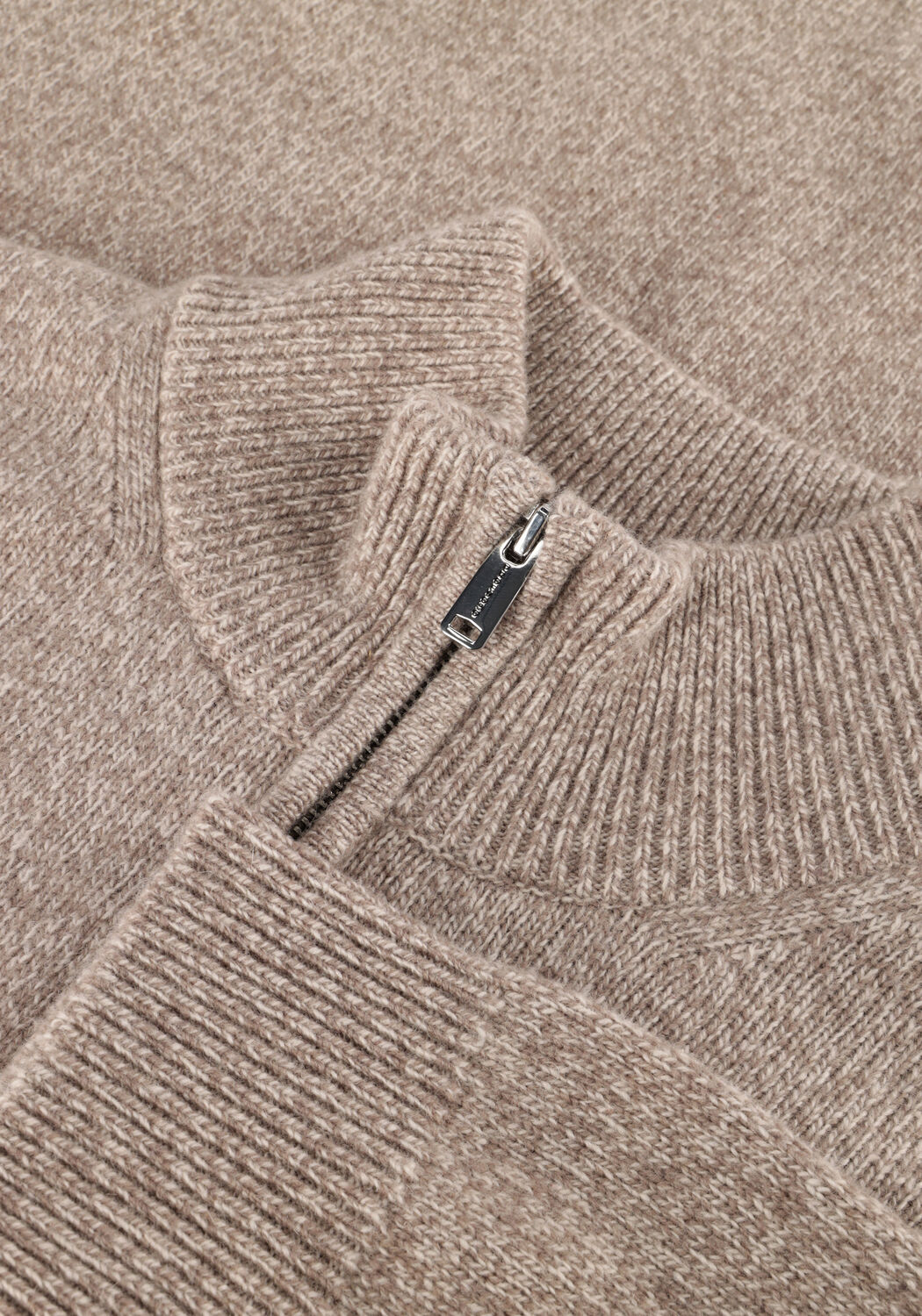 Beige PROFUOMO Trui PULLOVER HALF ZIP WOOL BLEND - large