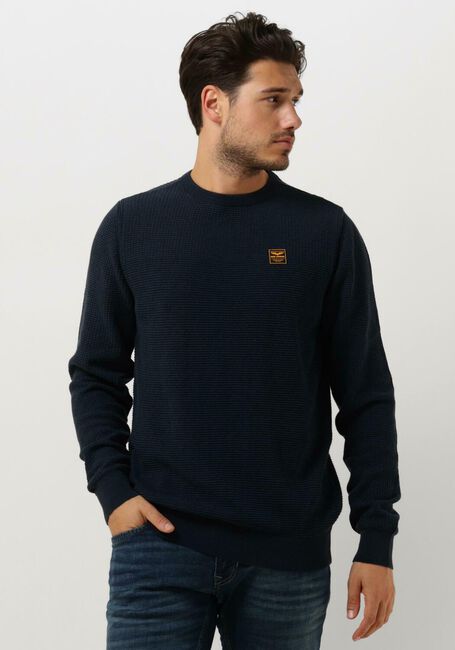 PME LEGEND Pull CREWNECK COTTON PLATED Bleu foncé - large