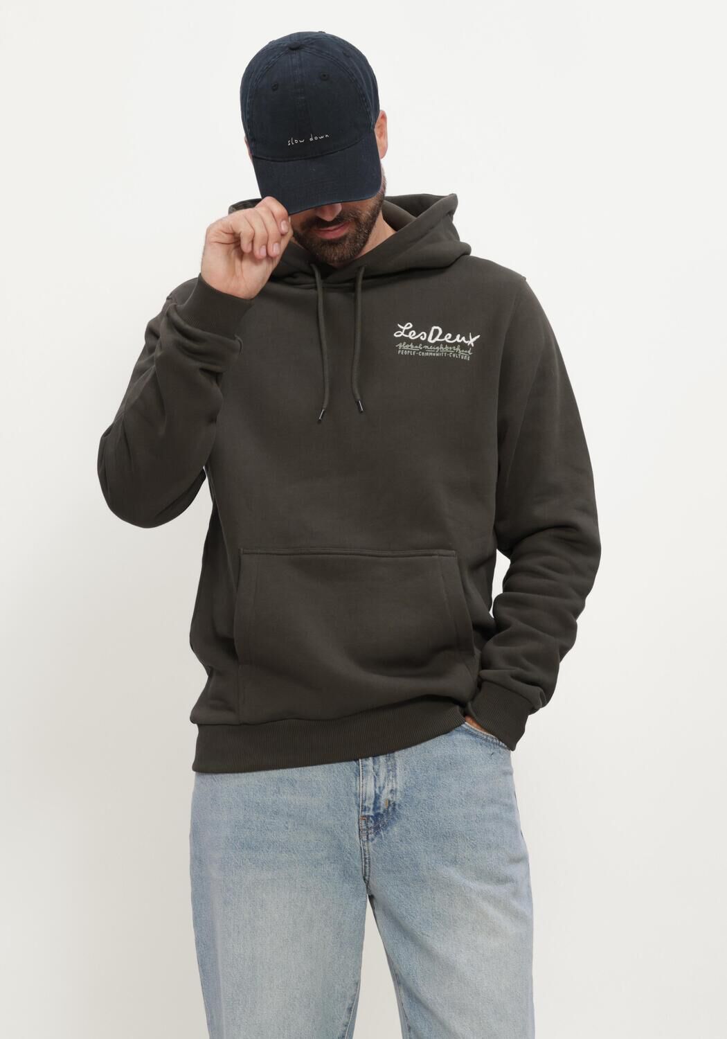 Groene LES DEUX Trui RURAL HOODIE - large
