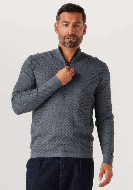Grijze CAST IRON Trui HALF ZIP COLLAR ECOVERO - large