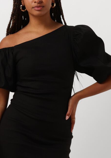 ALIX THE LABEL Mini robe LADIES WOVEN BALLOON SLEEVE LINEN DRESS en noir - large